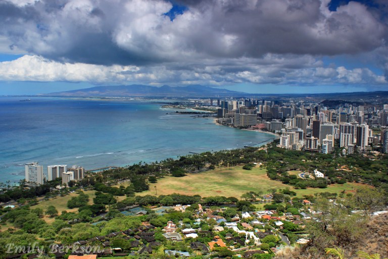 Overlooking Waikiki and Honolulu from atop Diamond Head.