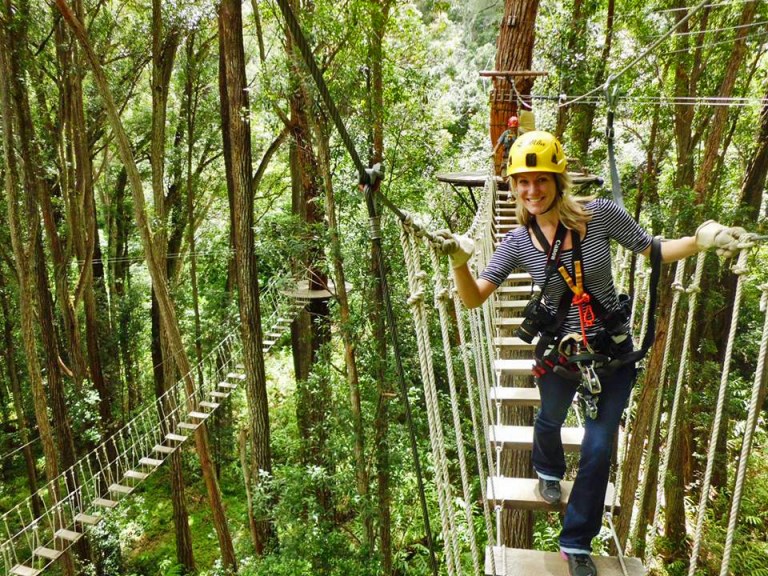 Bouncing across the plank bridges (photo courtesy of Kim's camera)