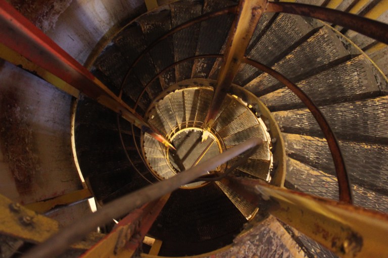 The final climb to the summit of Diamond Head is all on stairs. On the way up we took the outside set of stairs that seemed a little less steep than the other option. On the way down, we took the steeper set that began in one of the old military bunkers.