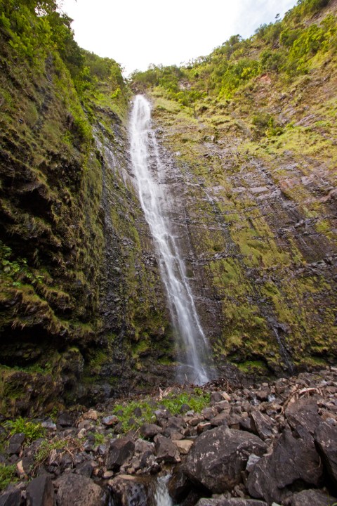 Less than two miles after starting the trail, you stone hop two rivers and arrive at the grand finale, a 400-foot waterfall. We were lucky enough to have it to ourselves for the first few minutes upon arrival, before the next wave of hikers arrived.