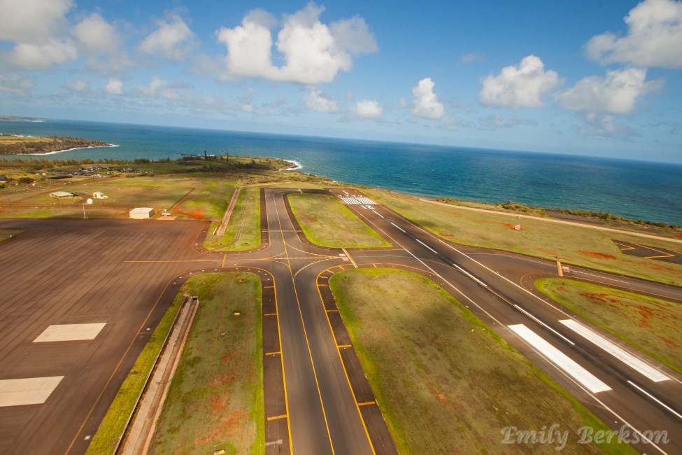 A tilted view of the airport as we took off.