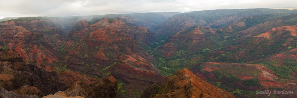 The last view of Waimea Canyon before departing the park. Notice the drastic color change when the sun has practically set!