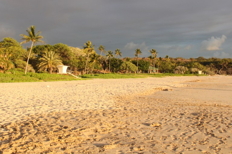 Hapuna Beach right before sunset, after it has cleared out for the day