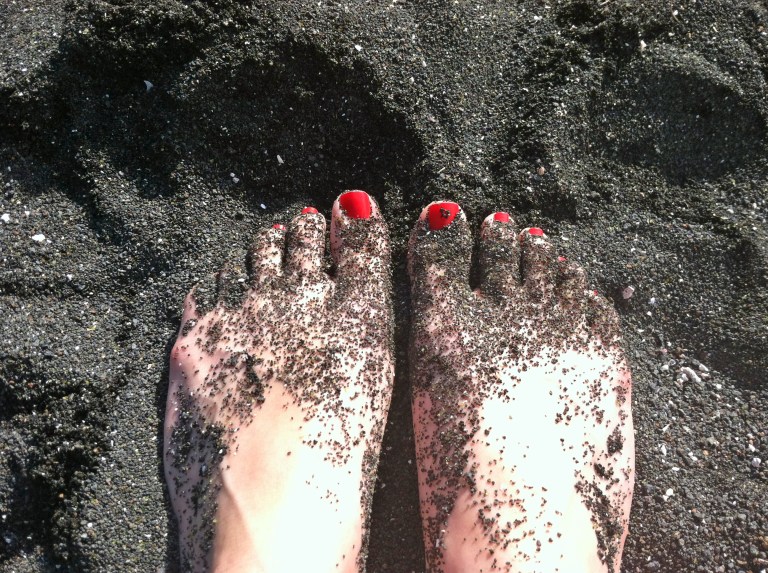 Black sand at Richardson's Beach.