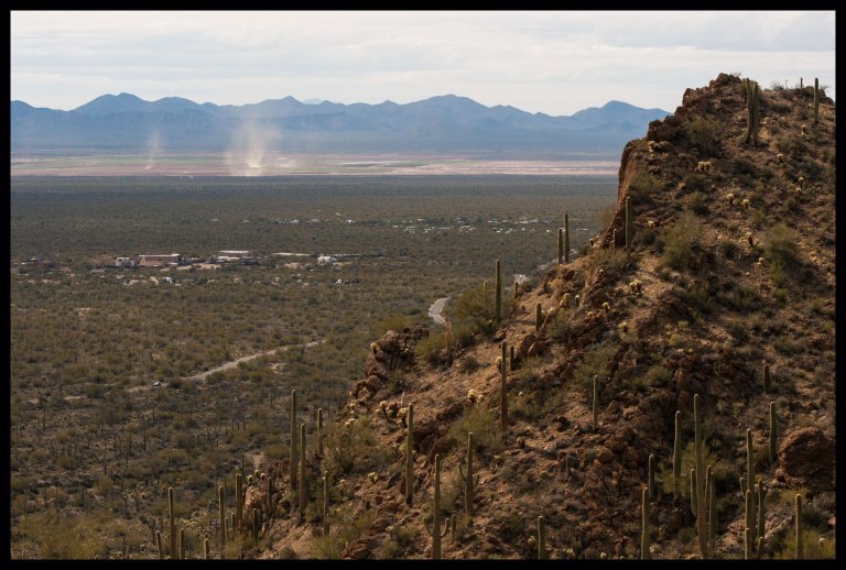 Gate's Pass once again on the way home from the museum. Dust devils kick up in the later afternoon.