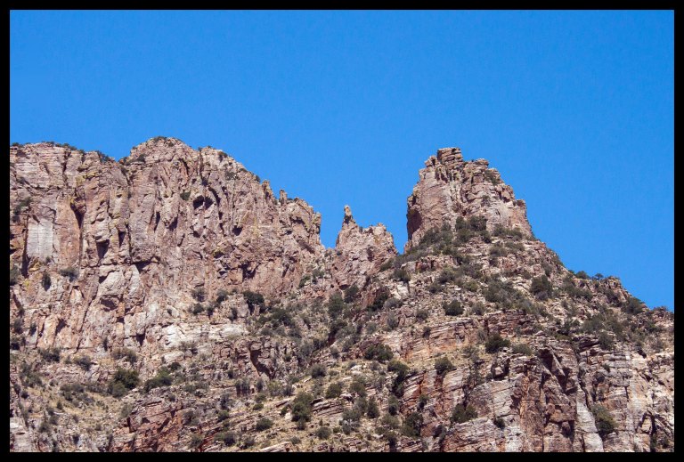 A close-up of Finger Rock, which looks as if it is flashing a #1.