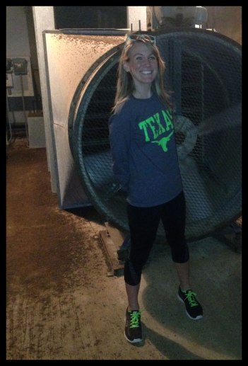 Standing in the fallout shelter at the base of the diagonal tunnel.