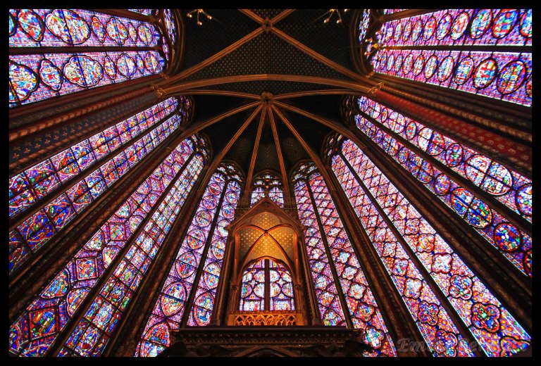 Fifteen fifty-foot stained glass windows line Sainte Chapelle, each telling a different biblical story.