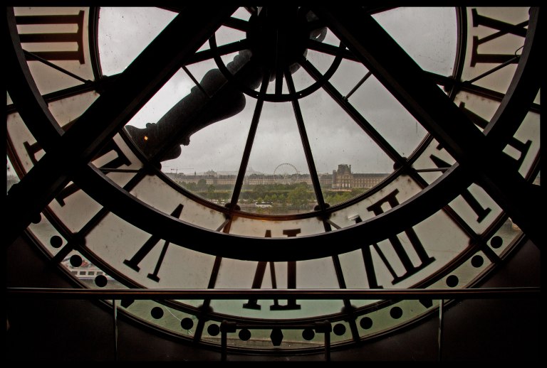 Looking out of the Musée d'Orsay clock, over the city.