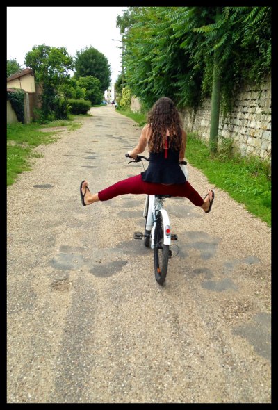 Kaila having fun on the bike ride back to Vernon.