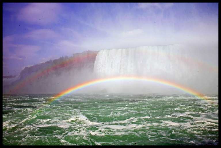 Beautiful double rainbow at the Canadian falls.