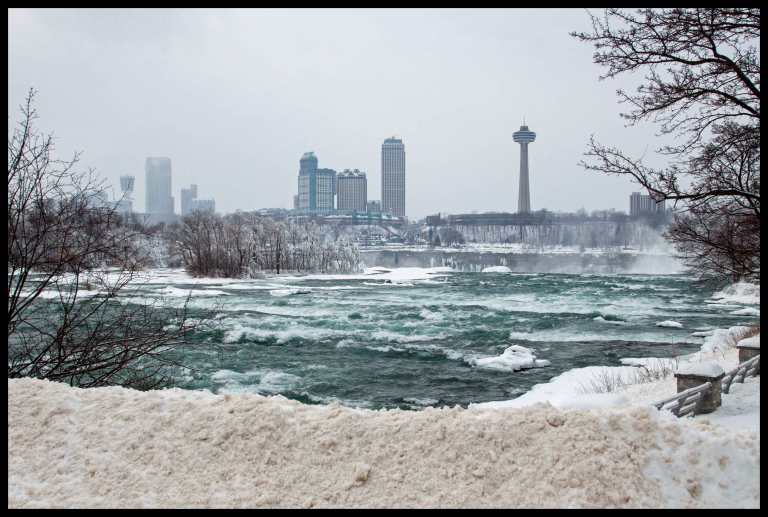 Looking toward Canada while crossing the bridge to the other side of the American falls.